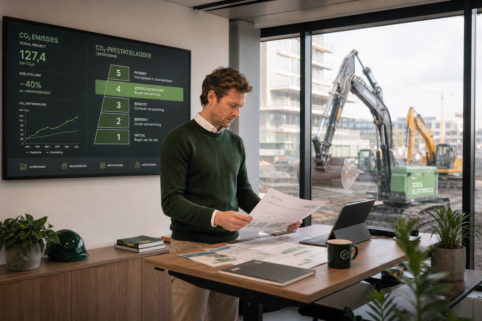 Bouwbedrijf werkt aan CO2-prestatieladder certificering met energiedata dashboard