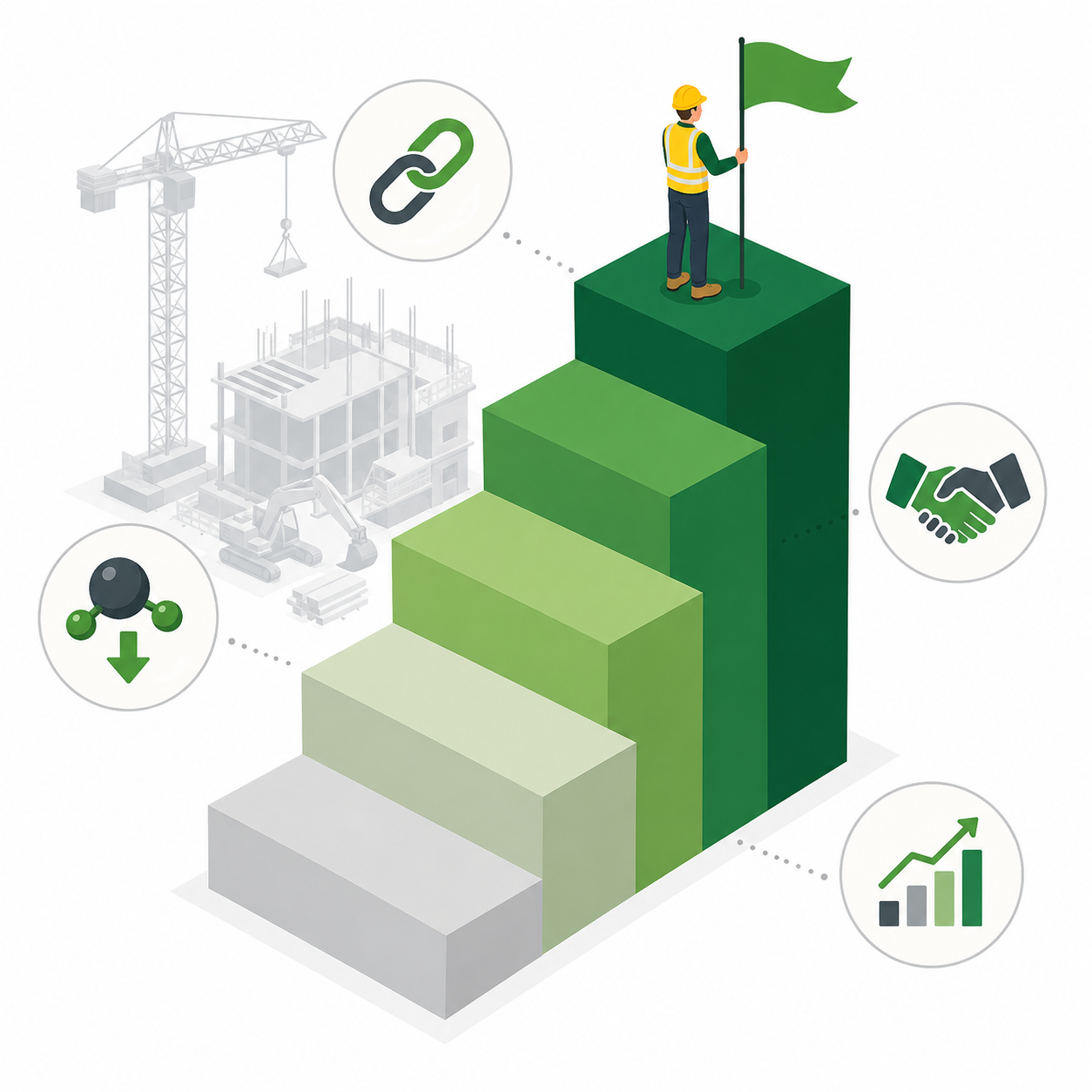 Dashboardweergave van CO2-prestatieladder niveau 5 rapportage met ketensamenwerking iconen