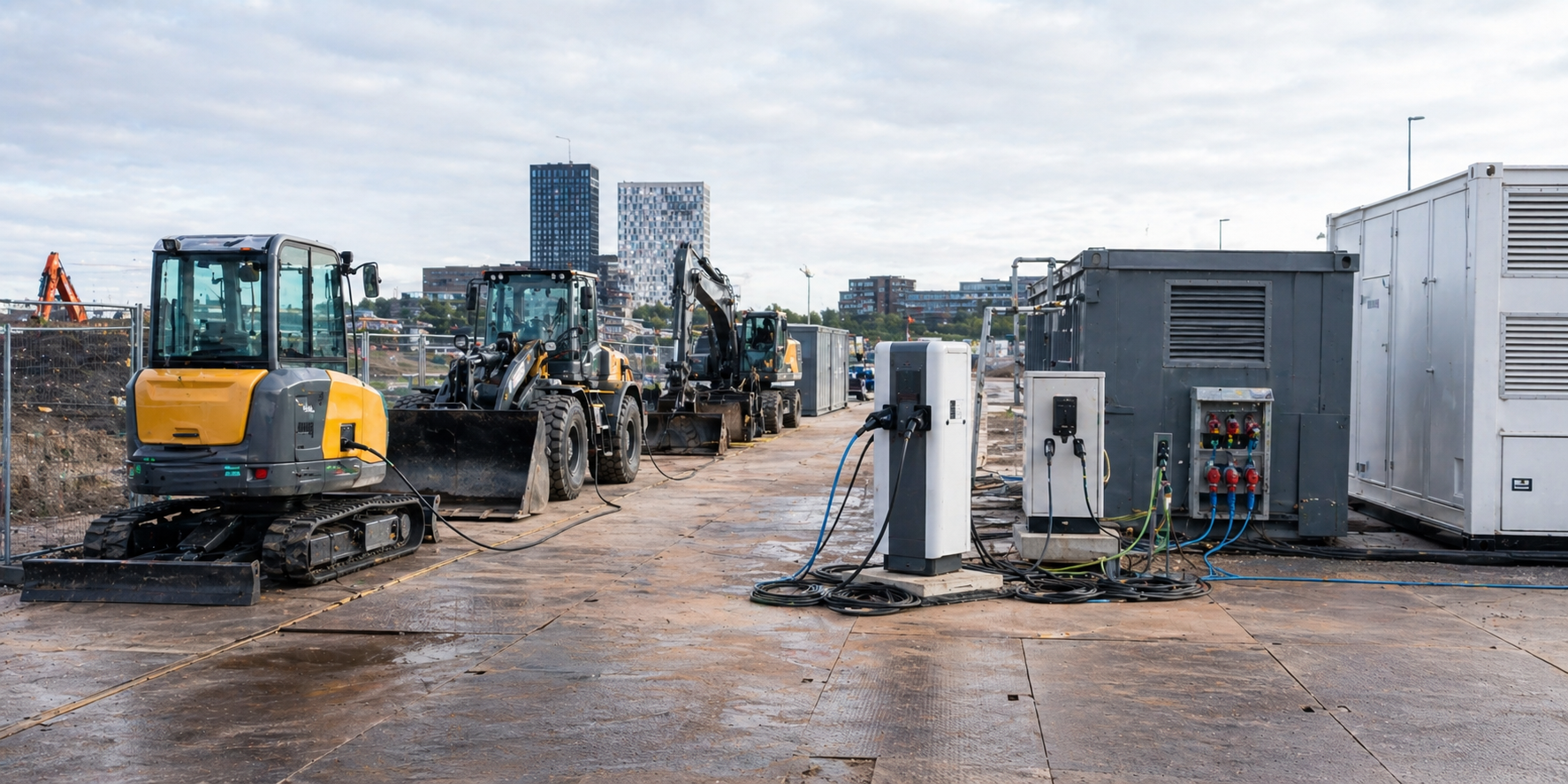 Laadpunten en tijdelijke stroomvoorziening op een emissieloze bouwplaats