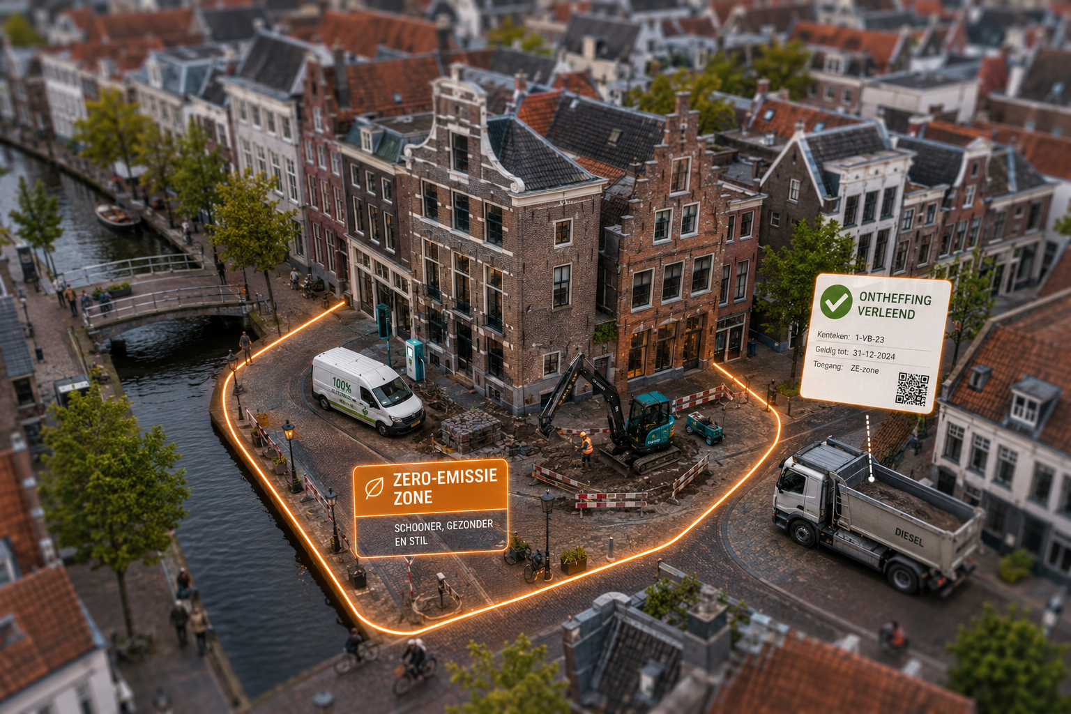 Aannemer vraagt digitaal ontheffing aan voor dieselmaterieel in zero-emissiezone