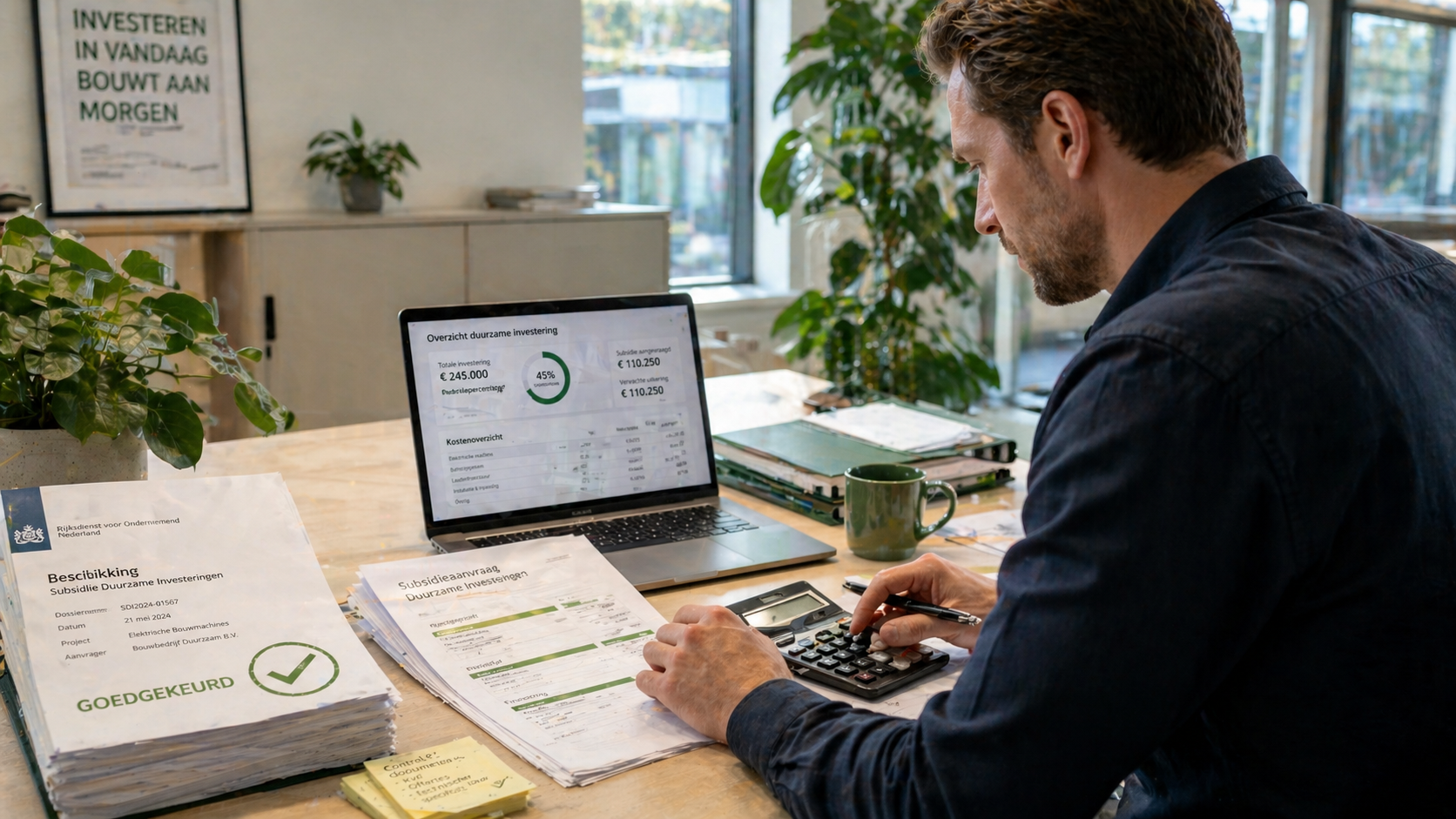 Overzicht SSEB-subsidie 2026 met emissieloos bouwmaterieel op een bouwplaats