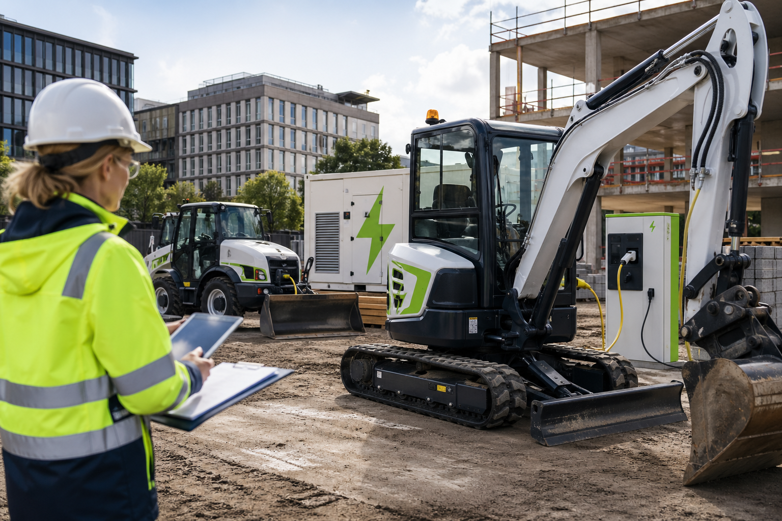 Aanvraagdossier voor SSEB-subsidie met emissieloos bouwmaterieel op een materieelwerf